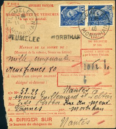 Mandat pour CCp 1940 recto